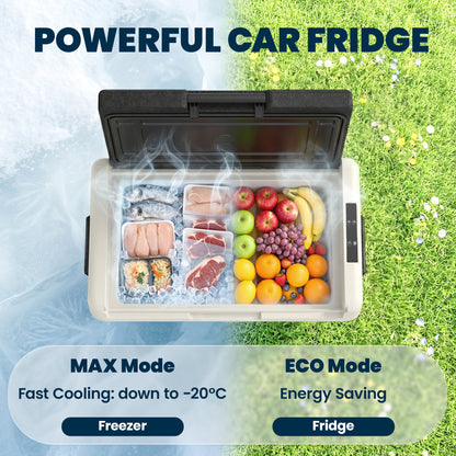 30L Portable Car Refrigerator - Grey and Black
