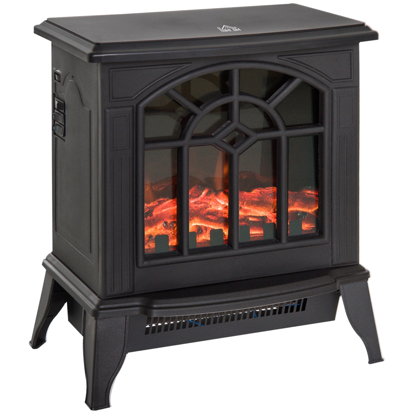 1000W/2000W Freestanding Electrical Fireplace Indoor Heater Stove Log Wood LED Burning Effect Flame with Thermostat Control B