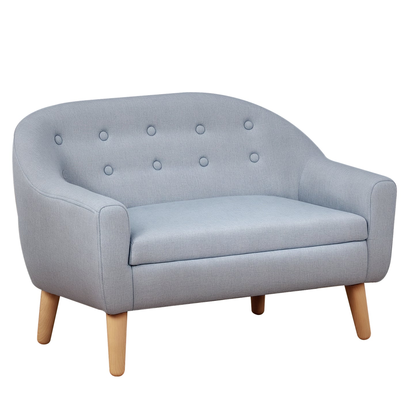 Children's Armchairs Kids Armchair Toddler Chair 2 Seater Wood Frame Mini Sofa for Bedroom Playroom Grey