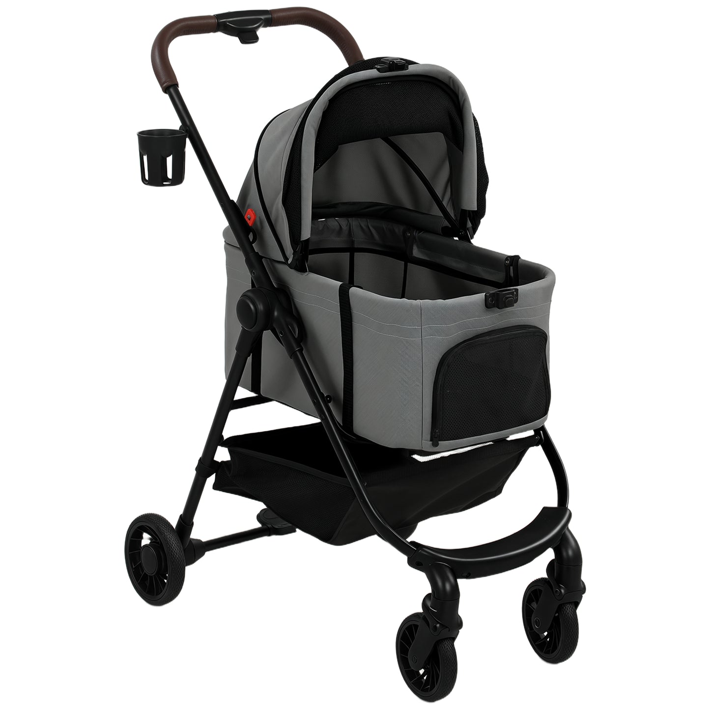 Dog Stroller, 3 in 1 Foldable Pet Stroller for Small Puppy Cat with Detachable Travel Carrier, Storage Basket, Grey