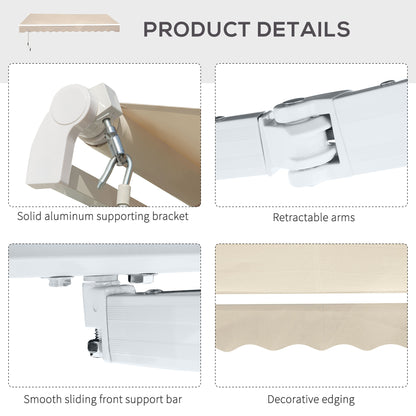 3.5M x 2.5M Manual Awning Canopy Retractable Sun Shade Shelter for Garden Patio