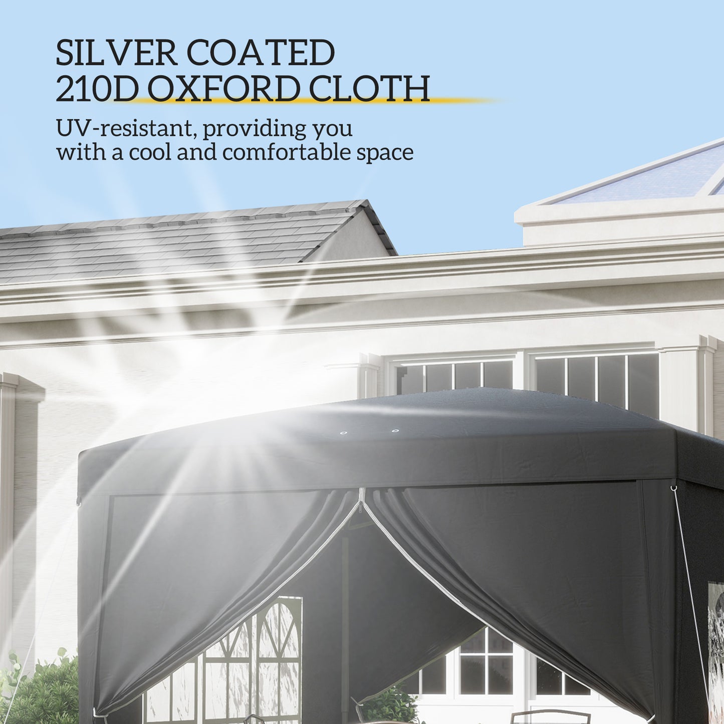 3x3(m) Pop-Up Gazebo, with Curtain Walls and Windows, Black