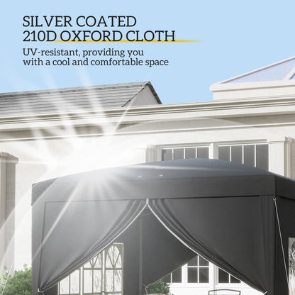 3x3(m) Pop-Up Gazebo, with Curtain Walls and Windows, Black