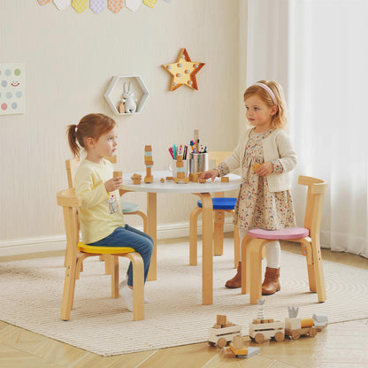 5 Piece Kids Table and Chairs Set, Wooden Toddler Table and Chairs Set for Nursery, Playroom, Classroom, for 3-8 Years