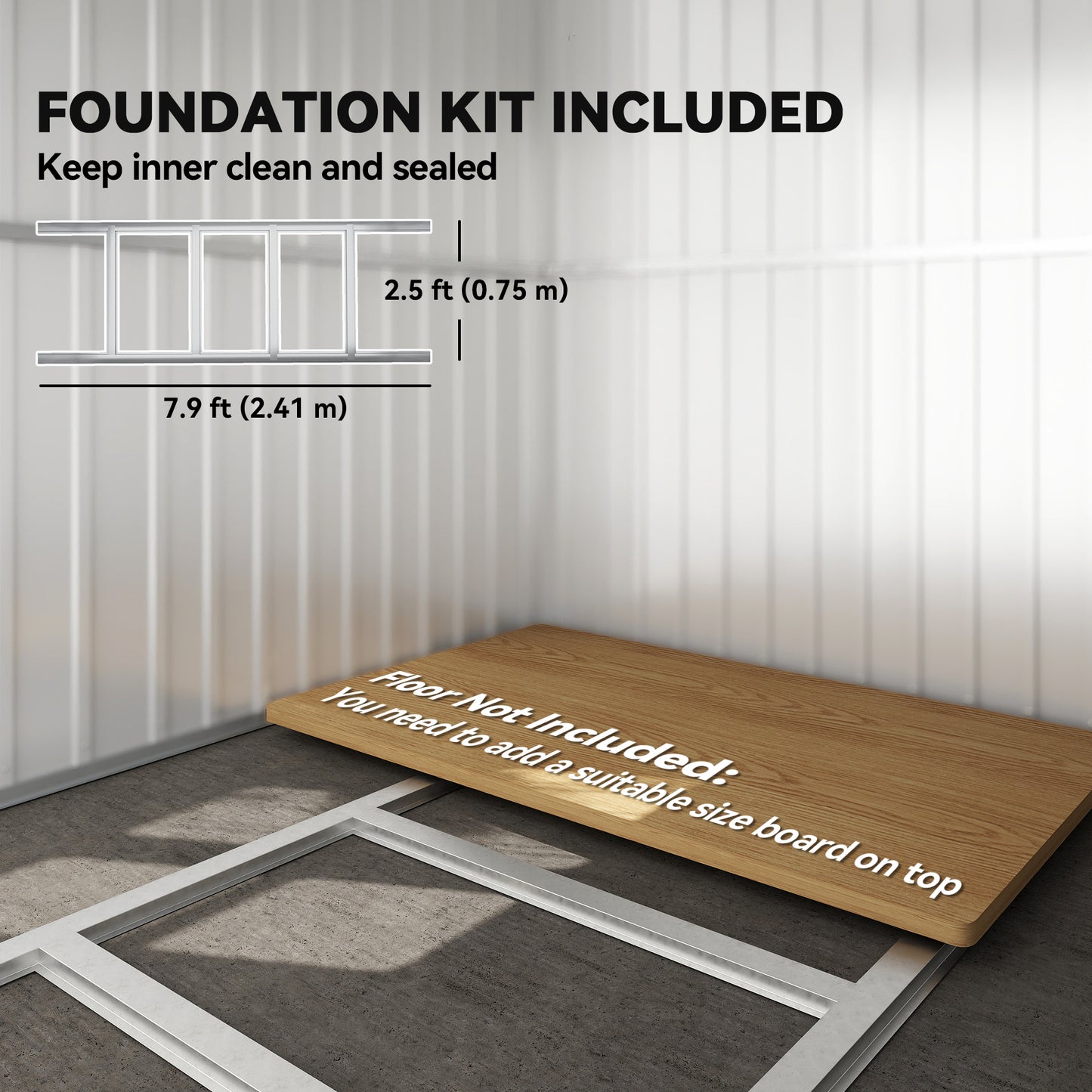 8.5 x 6ft Storage Shed Galvanised Steel Garden Shed, Metal Shed with Foundation Kit, Window