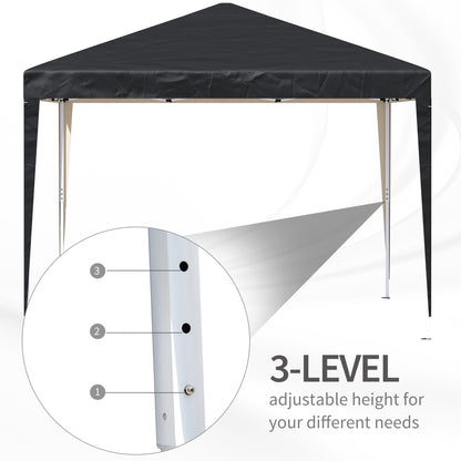 3 x 3M Garden Pop Up Gazebo Height Adjustable Marquee Party Tent Wedding Canopy with Carrying Bag, Black