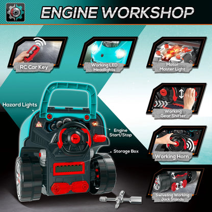 Kids Truck Engine Toy Set Take Apart Workshop - Teal