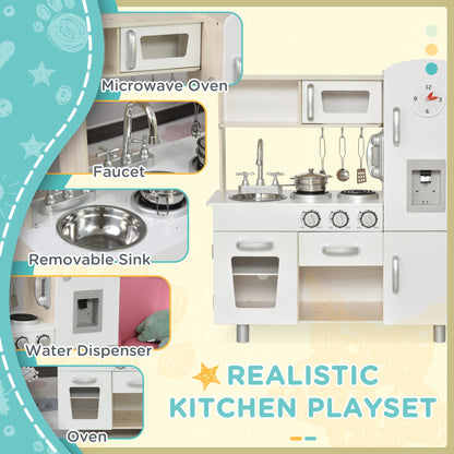 Kids Wooden Toy Kitchen Playset with Kitchenware