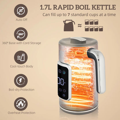 Smart Touch Screen Kettle and Toaster set - Grey