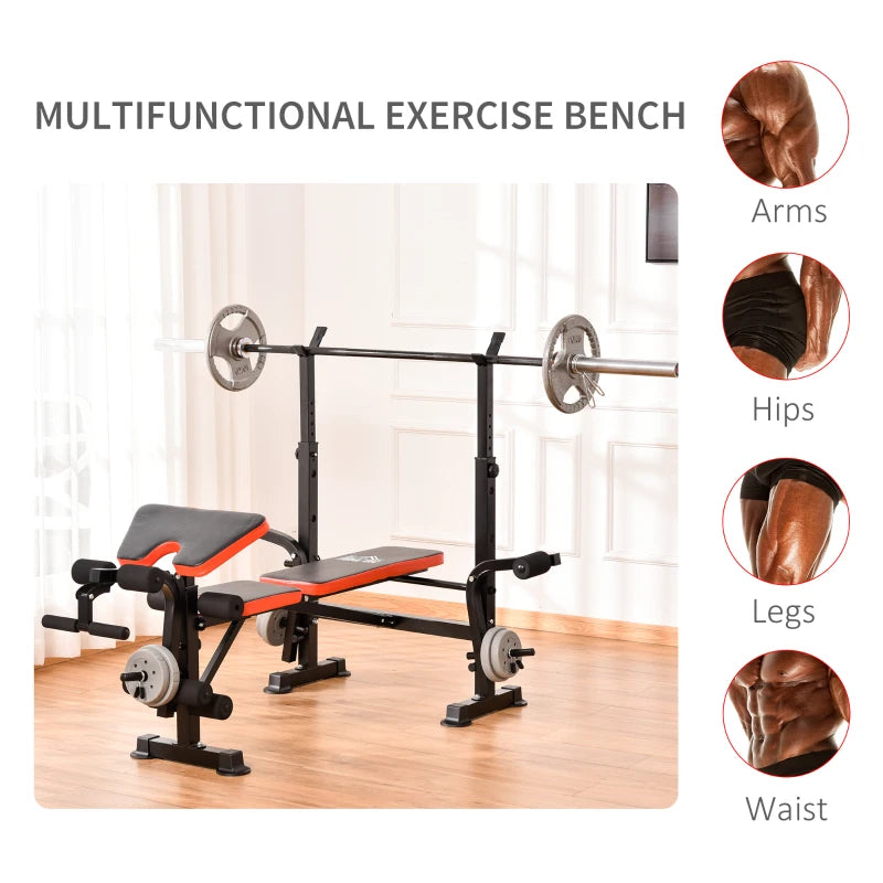 Multi-Functional - Adjustable Weight Bench with Leg Developer and Barbell Rack (Barbell & Weights not Included)