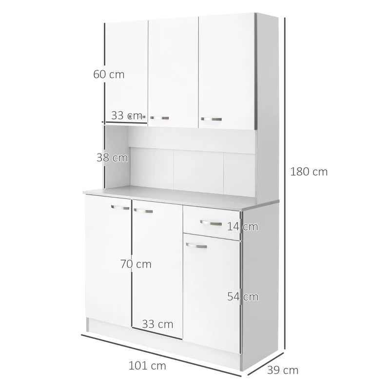 Freestanding Kitchen Cupboard / Cabinet with 6 Cupboard and 1 Drawer Storage