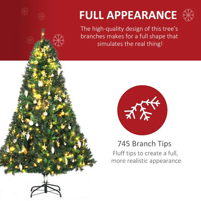 6ft - Prelit Traditional Style Christmas Tree with Ornaments & Metal Base Included