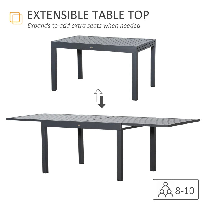 Extendable Garden Table with Aluminium Frame - 10 Seater