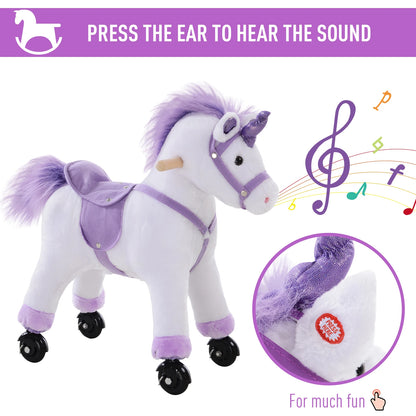 Unicorn Style Plush Riding Toy Horse with Sound Effect