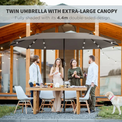 LED - Double Sided Parasol Umbrella (Stand Included Bundle)