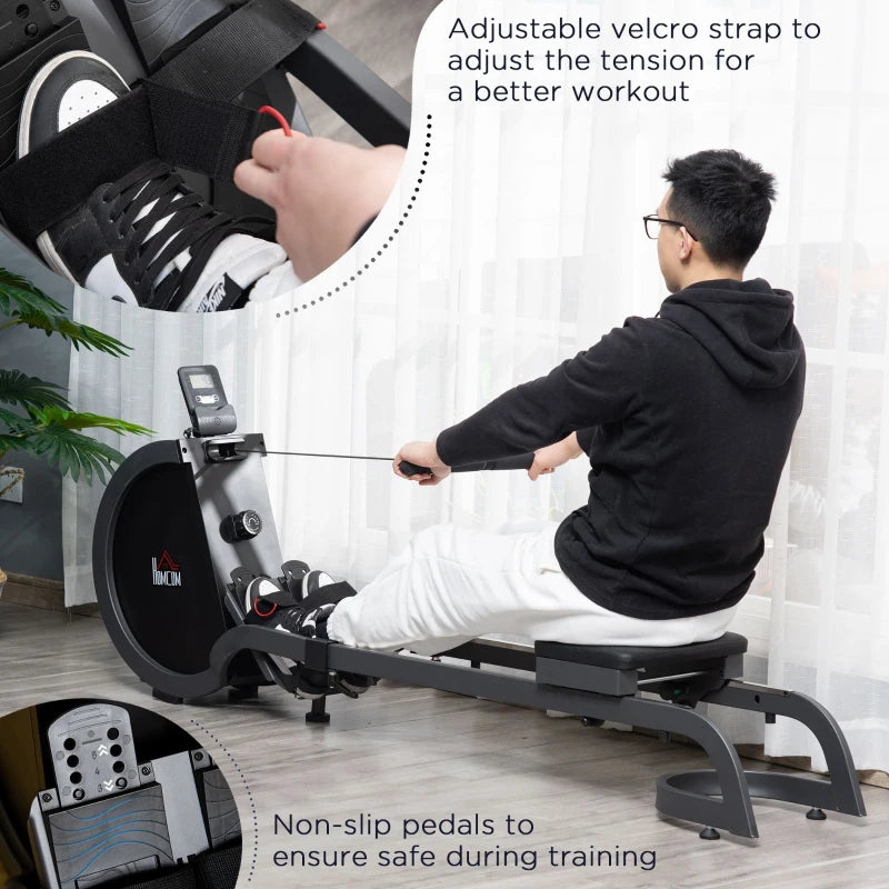 Adjustable Magnetic Resistance Rowing Machine with Digital Monitor and 16-Level Resistance Adjustment