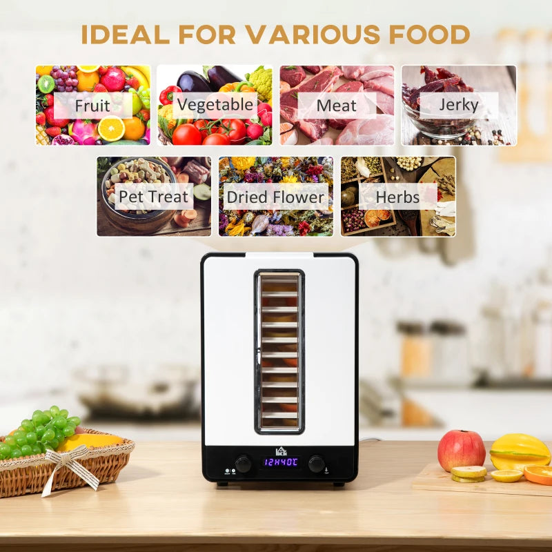 11-Tier - Food Dehydrator 550W with 40-70℃ Adjustable Temperature, 1-48h Timer and LCD Display