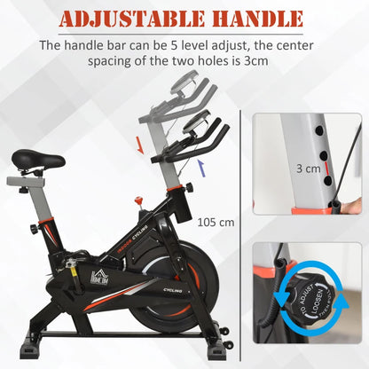 Indoor Stationary Cycling Exercise Bike with Adjustable Resistance, LCD Monitor and Phone Holder (10kg Flywheel)