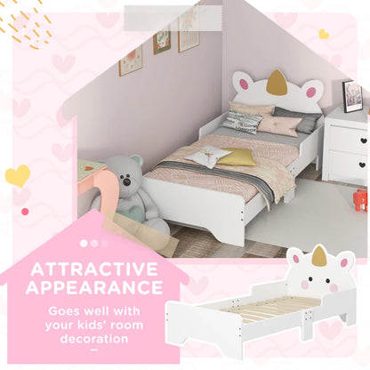 Unicorn Design Kids / Child Toddler Bed Frame with Low to Floor Design for Safety