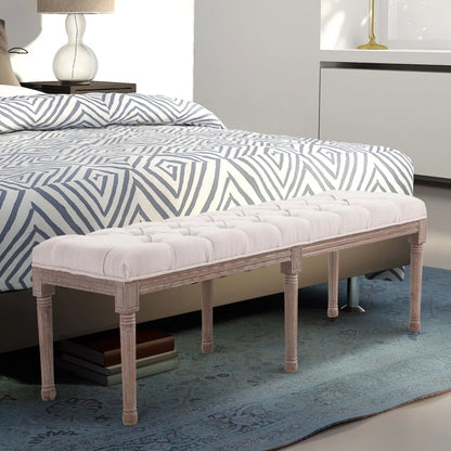 Chic Style Bed End Button Tufted Stool / Bench with Padded Fabric Cover