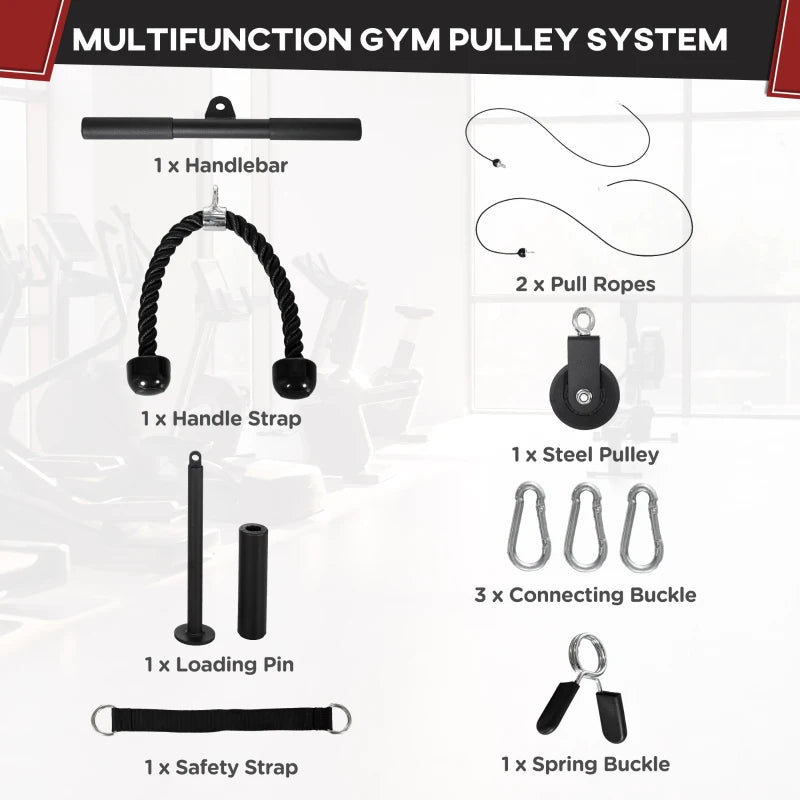 Mountable Cable Machine Pulley System with 2x 5kg Weights and 2x Handle Attachments