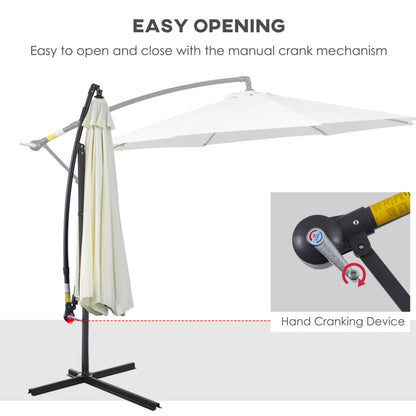 Cantilever Hanging Banana Parasol Umbrella - White