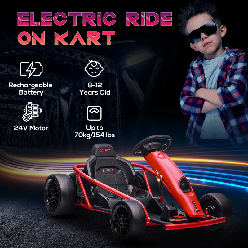 24V Electric Go Kart for Kids with 2 Speeds - Red / Black