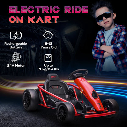 24V Electric Go Kart for Kids with 2 Speeds - Red / Black