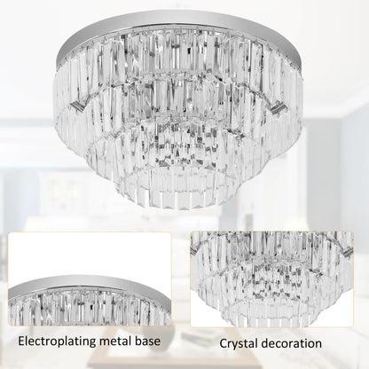 Round Crystal Chandelier Ceiling Light with 7 Light Sparkle Design