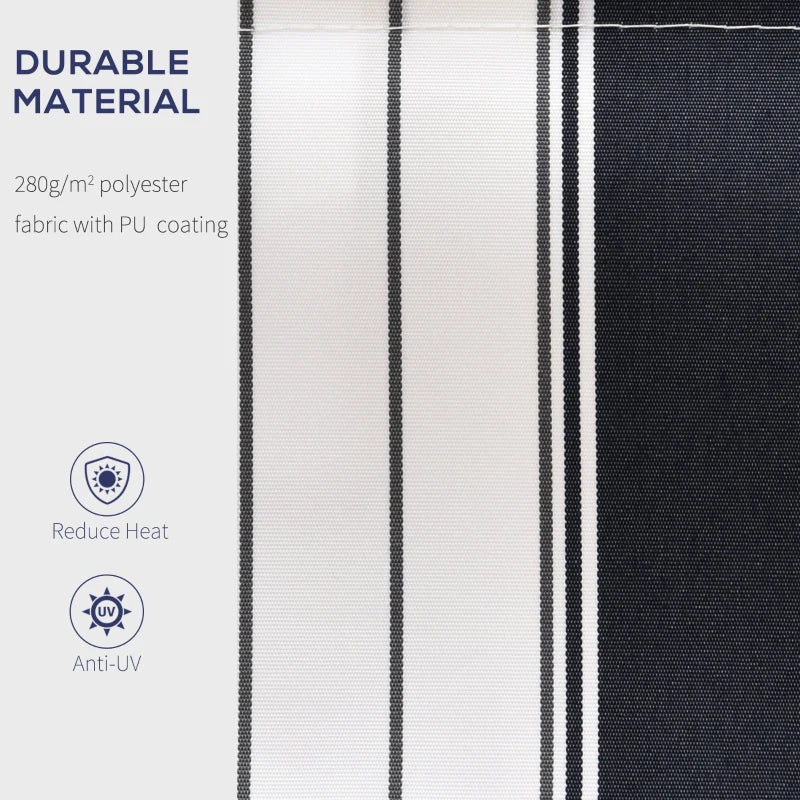 (2.5-2m) Adjustable Winding Retractable Canopy Awning - Navy / White Stripe