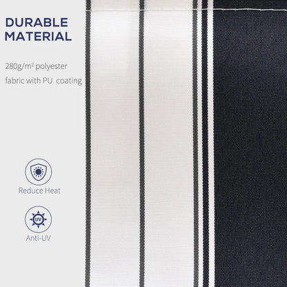 (2.5-2m) Adjustable Winding Retractable Canopy Awning - Navy / White Stripe