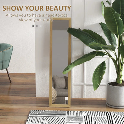 Wall Mounted or Freestanding - Full Length - Wooden Framed Mirror - Natural Pine