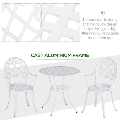 3-Piece Cast Aluminium - Bistro Set - Round Table with 2 Chairs