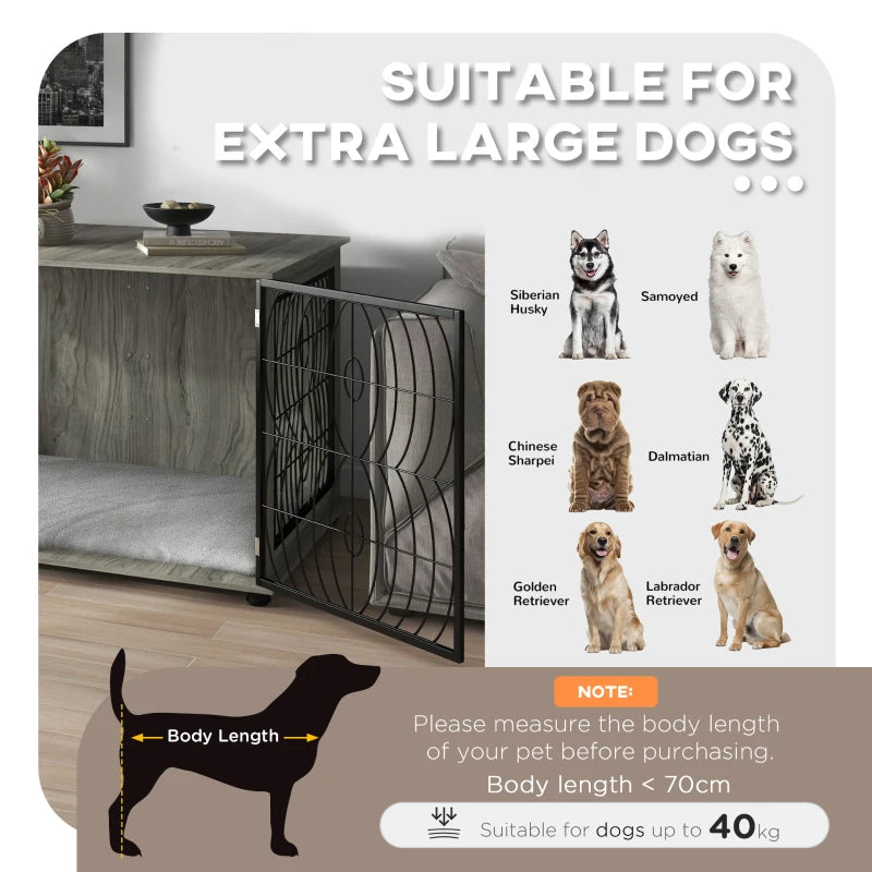 44.5" Modern Design Dog Crate / Cage End Table with Plush Removable Cushion