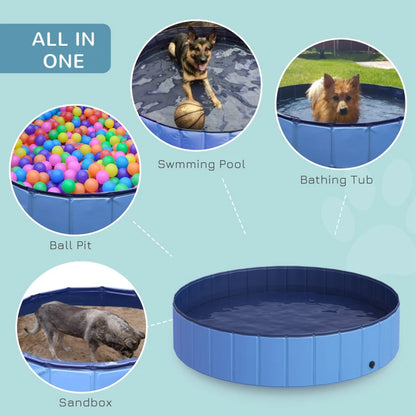 Dog / Pet Foldable Paddling Pool - Multi-Use - Bath/Grooming Tub, Sandbox, Ball Pit, Paddling Pool - Blue