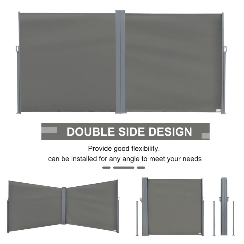 (6x2m) Retractable Sun Side Awning / Privacy Screen Divider - Grey