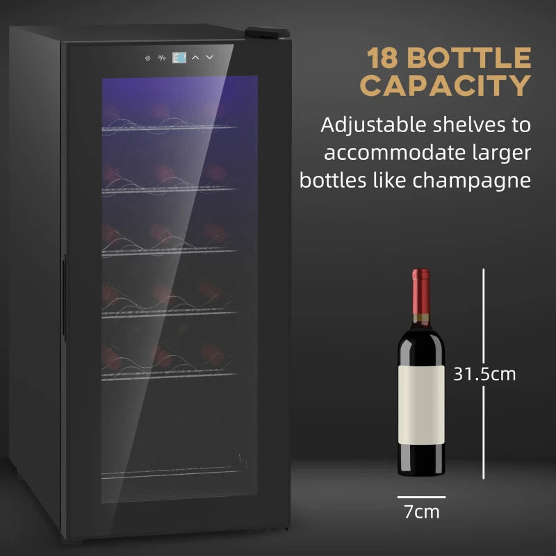 18 Bottle - Undercounter Wine Cooler / Fridge with Digital Touch Screen Temperature Control & LED Light