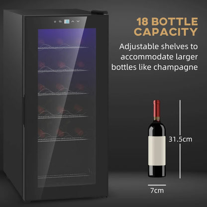 18 Bottle - Undercounter Wine Cooler / Fridge with Digital Touch Screen Temperature Control & LED Light