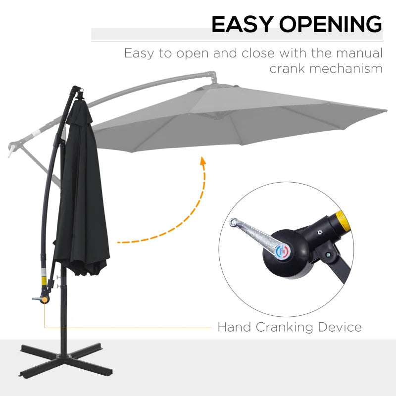 Cantilever Hanging Banana Parasol Umbrella - Black