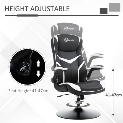 Ergonomic Swivel Gaming Computer Chair with Adjustable Height - Black / White