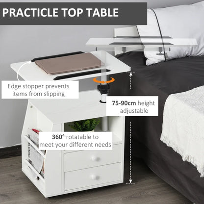 Functional Swivel Multi-Use Side Table / Nightstand with Swivel Laptop Table