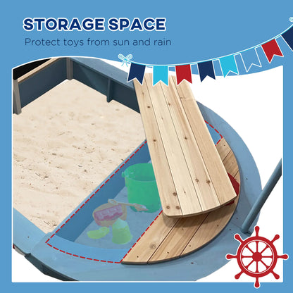 Pirate Ship Shaped Sandbox / Sandpit Kids Play area - Blue