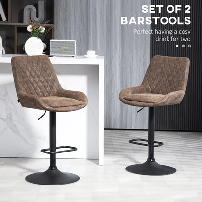 Adjustable Counter Height Retro Bar Stools / Dining Chairs with Footrest - Set of 2 - Coffee