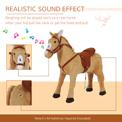 Stationary Ride on Plush Toy Horse with Sound Effect