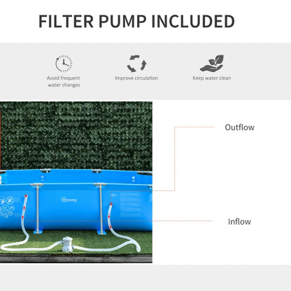 Steel Frame Reinforced - Swimming Pool - with Filter Pump and Filter Cartridges - (292 x 190 x 75cm)