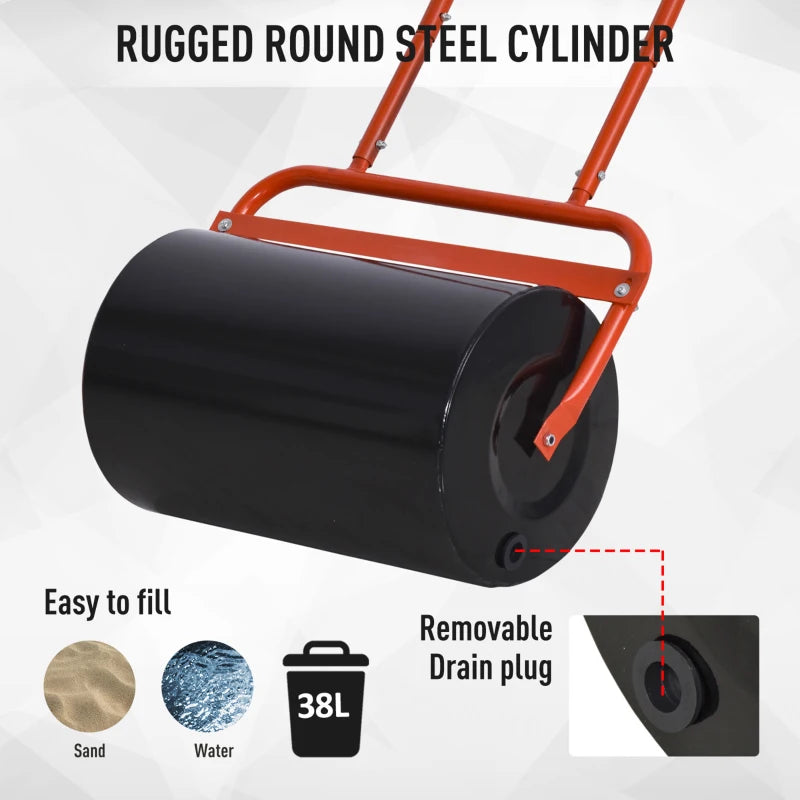 38L - Combination Push/Tow Lawn Roller Filled with Sand or Water