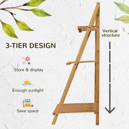 Wide 3-Tier - Bamboo Wood Plant Pot Stand / Flower Rack Shelving