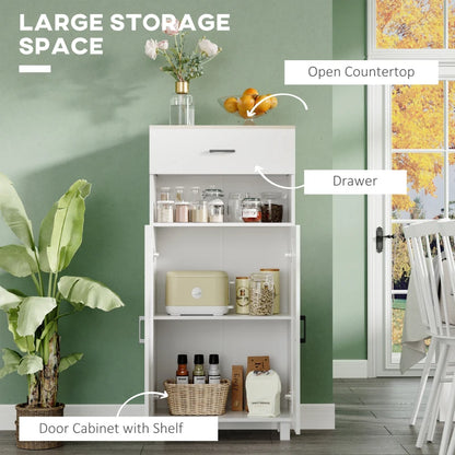 Nordic Storage Cabinet with Drawer, Cupboard & Open Style Countertop