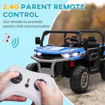 12V - 2 Seater Kids Electric Ride-On Car with Electric Bucket, Remote Control - Blue