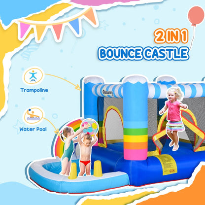 (2.8 x 1.7 x 1.55m) - Kids Trampoline Bouncy Castle with Pool Side Attachment